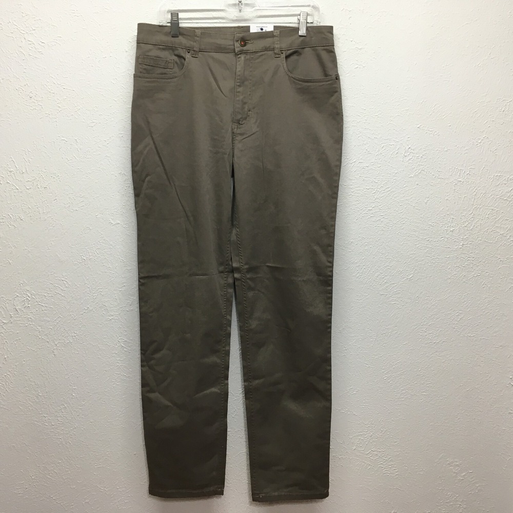 George Premium 5 Pocket Pants Mens 32x32 Brown Straight Leg Stretch Flat Front‎